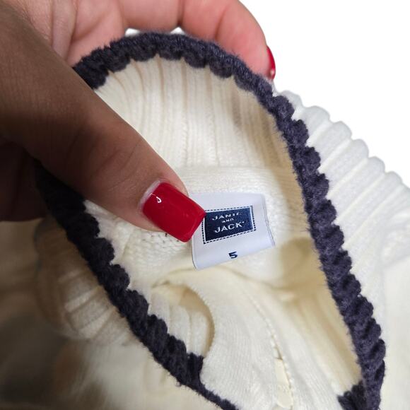 Janie & Jack 1/2 Zip Ivory Knit Boy's Sweater Size: 5 - Picture 6 of 6